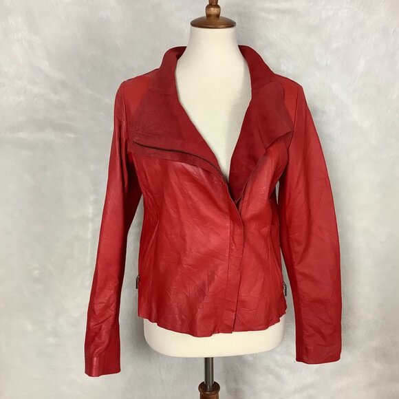 Cigno Nero Lene Red Leather Jacket 8 - Picture 2 of 10